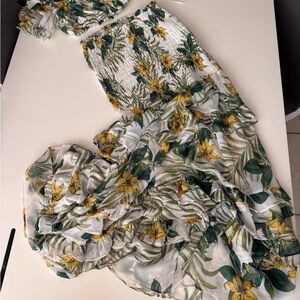 Luxxel Floral Maxi Dress - Yellow and Green